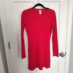 New With Tag H&M Size Kids 12-14Y Long Sleeve Ribbed Red Dress